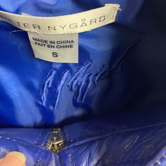 PETER NYGARD Leather & Knit‎ Blue Jacket Size Small Long Sleeves - Picture 5 of 8